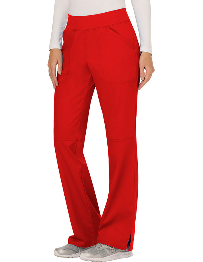 Cherokee Workwear Revolution Womens Mid Rise Straight Leg Pull-on Tall Pant Red