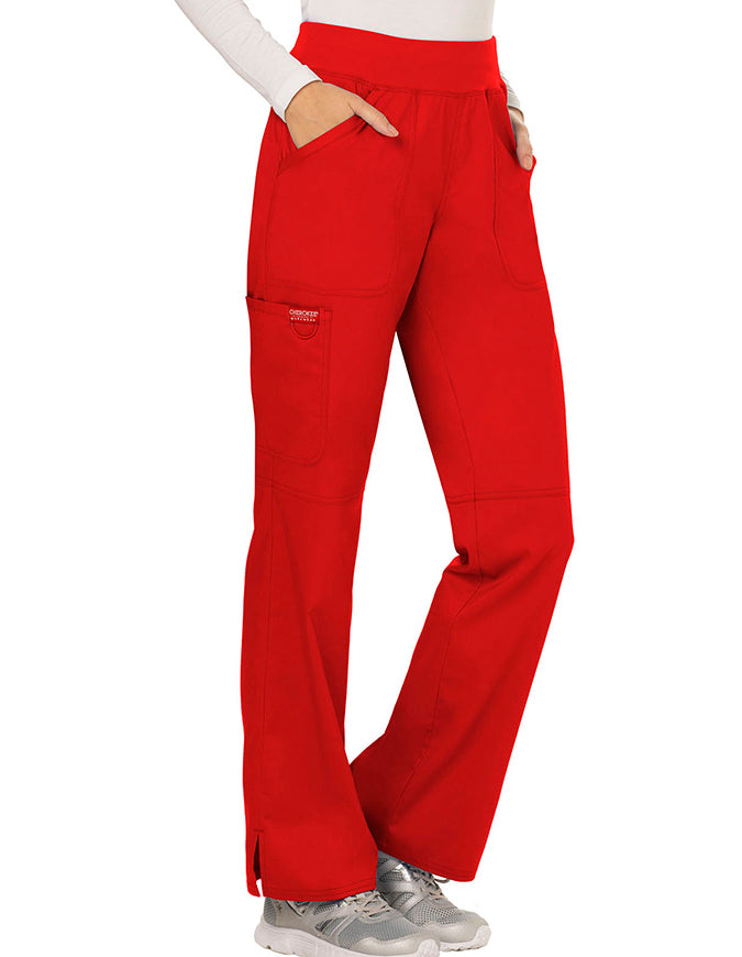 Cherokee Workwear Revolution Womens Mid Rise Straight Leg Pull-on Petite Pant - Red