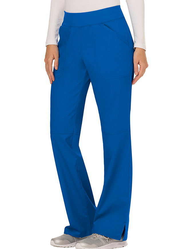 Cherokee Workwear Revolution Womens Mid Rise Straight Leg Pull-on Petite Pant - Galaxy Blue