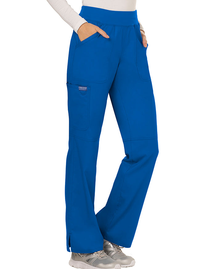 Cherokee Workwear Revolution Womens Mid Rise Straight Leg Pull-on Petite Pant - Galaxy Blue