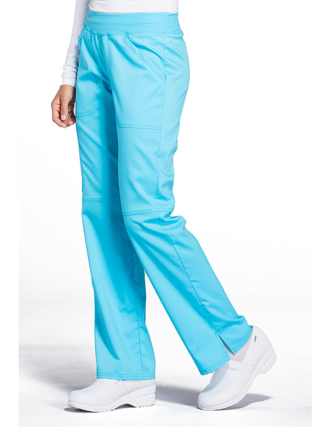 Cherokee Workwear Revolution Womens Mid Rise Straight Leg Pull-on Tall Pant Turquoise