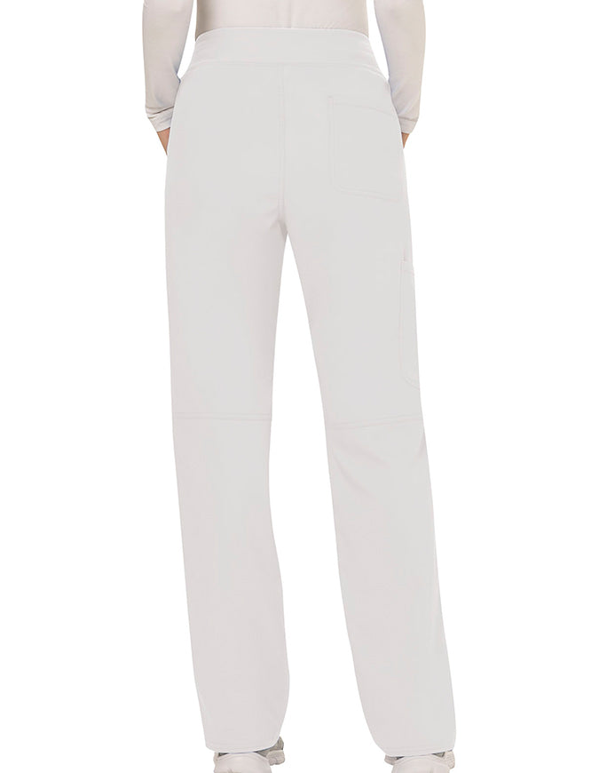 Cherokee Workwear Revolution Womens Mid Rise Straight Leg Pull-on Petite Pant - White