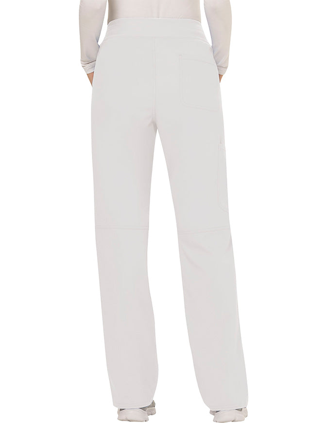 Cherokee Workwear Revolution Womens Mid Rise Straight Leg Pull-on Tall Pant White