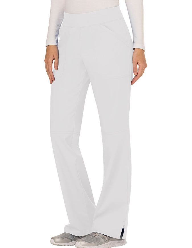 Cherokee Workwear Revolution Womens Mid Rise Straight Leg Pull-on Petite Pant - White