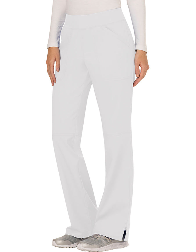 Cherokee Workwear Revolution Womens Mid Rise Straight Leg Pull-on Tall Pant White