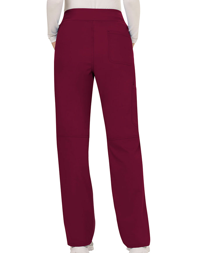 Cherokee Workwear Revolution Womens Mid Rise Straight Leg Pull-on Petite Pant - Wine