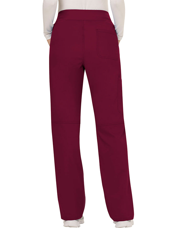 Cherokee Workwear Revolution Womens Mid Rise Straight Leg Pull-on Tall Pant Wine