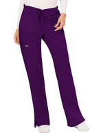 Cherokee Workwear Revolution Womens Mid Rise Moderate Flare Drawstring Tall Pant - Grape