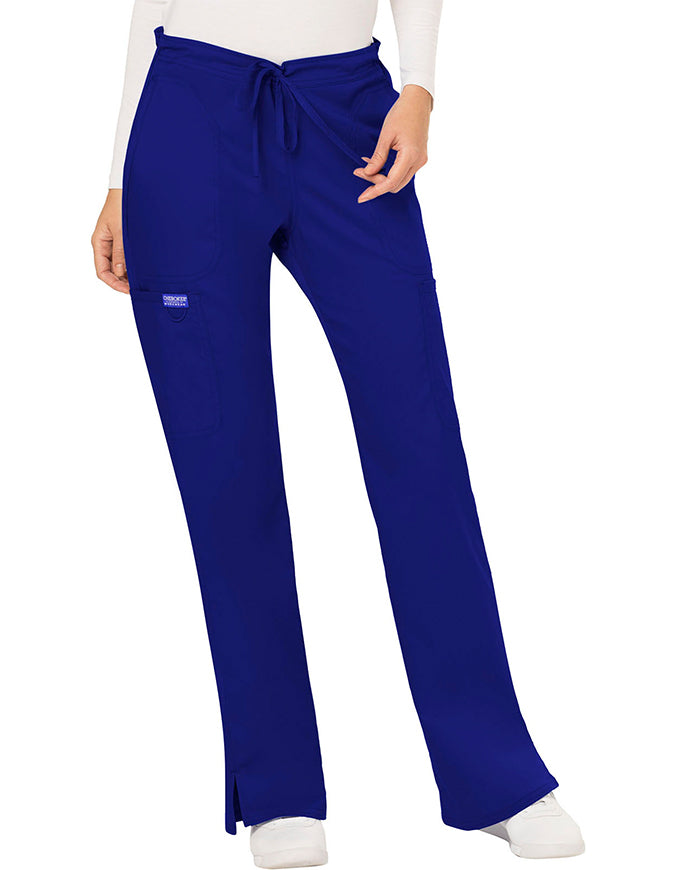 Cherokee Workwear Revolution Womens Mid Rise Moderate Flare Drawstring Tall Pant -  Galaxy Blue