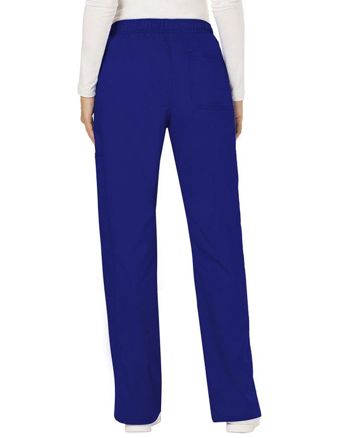 Cherokee Workwear Revolution Womens Mid Rise Moderate Flare Drawstring Petite Pant - Galaxy Blue