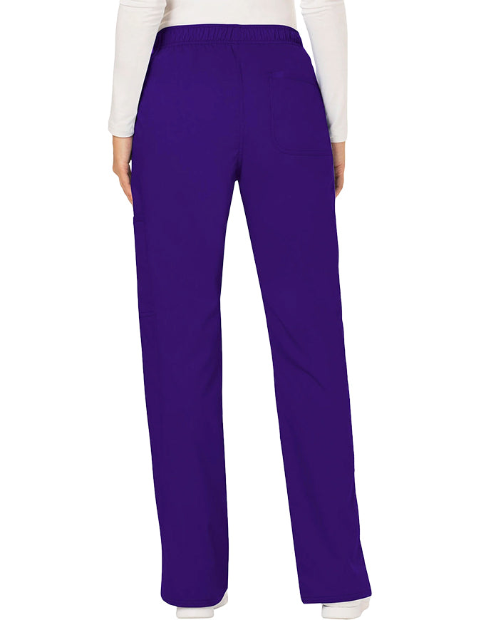 Cherokee Workwear Revolution Womens Mid Rise Moderate Flare Drawstring Tall Pant -  Grape