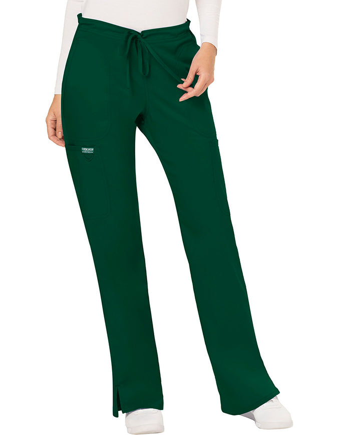 Cherokee Workwear Revolution Womens Mid Rise Moderate Flare Drawstring Tall Pant -  Hunter Green