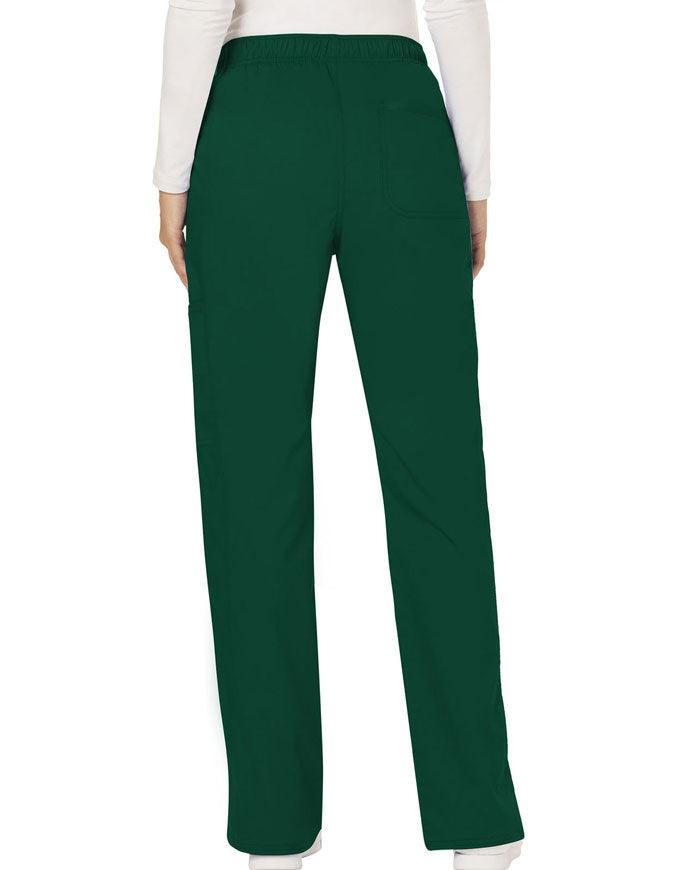 Cherokee Workwear Revolution Womens Mid Rise Moderate Flare Drawstring Petite Pant - Hunter Green