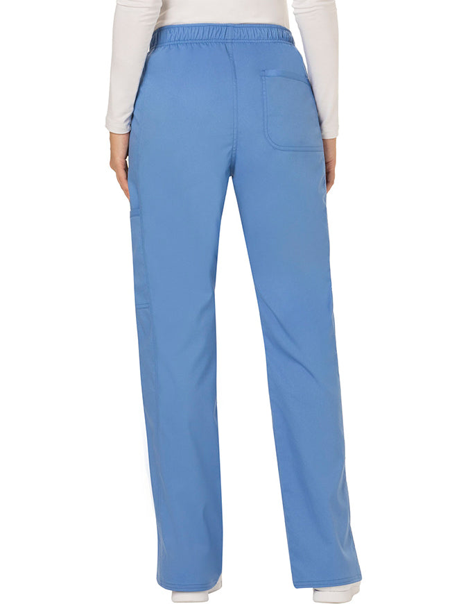 Cherokee Workwear Revolution Womens Mid Rise Moderate Flare Drawstring Pant - Ciel blue