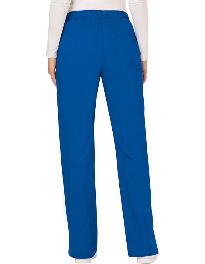 Cherokee Workwear Revolution Womens Mid Rise Moderate Flare Drawstring Pant - Royal