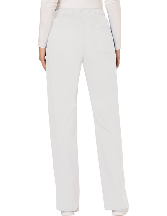 Cherokee Workwear Revolution Womens Mid Rise Moderate Flare Drawstring Pant - White