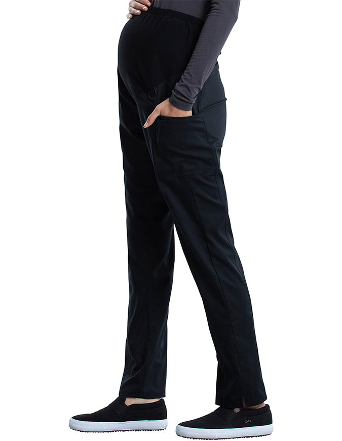 Cherokee Workwear Revolution Women's Slim Fit Maternity Tall Pant - Black