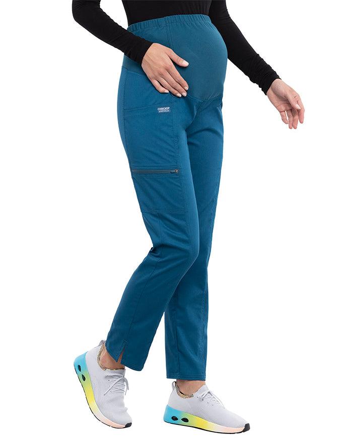 Cherokee Workwear Revolution Women's Slim Fit Maternity Pant - Caribbean Blue