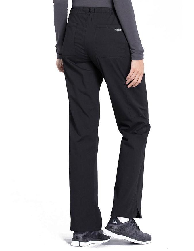 Cherokee Workwear Professionals Women's Drawstring Mid Rise Straight Leg Pant - Black