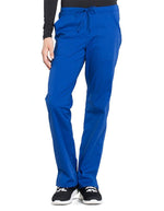 Cherokee Workwear Professionals Women's Drawstring Mid Rise Straight Leg Petite Pant - Galaxy Blue