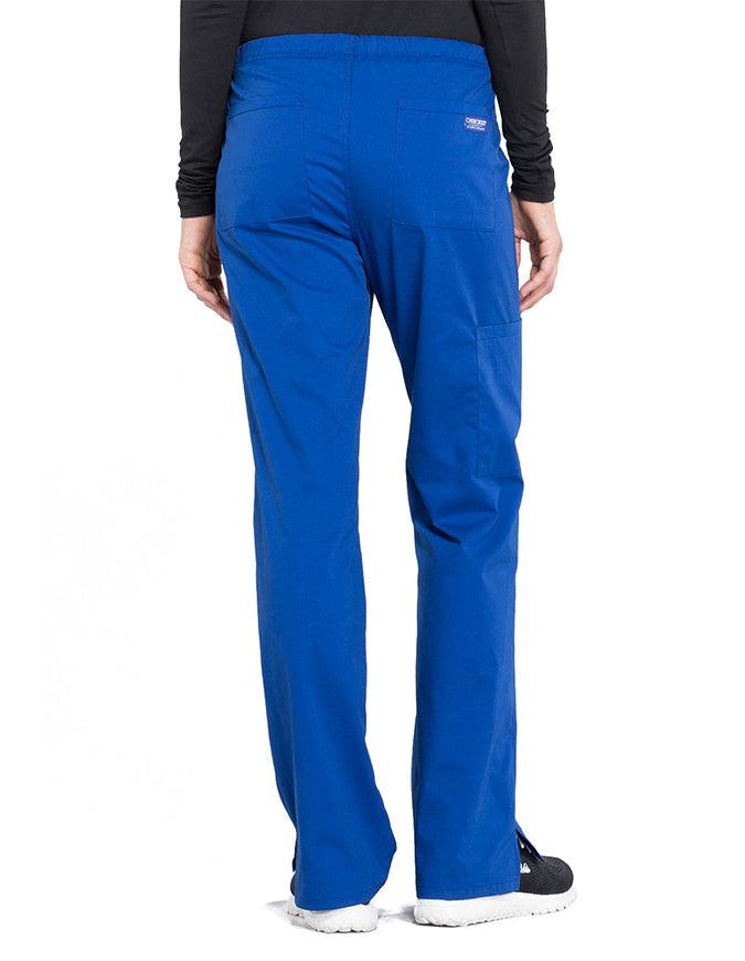 Cherokee Workwear Professionals Women's Drawstring Mid Rise Straight Leg Petite Pant - Galaxy Blue