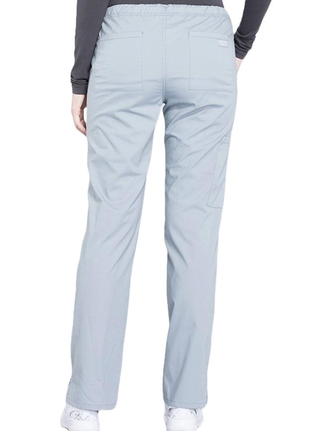 Cherokee Workwear Professionals Women's Drawstring Mid Rise Straight Leg Pant - Grey