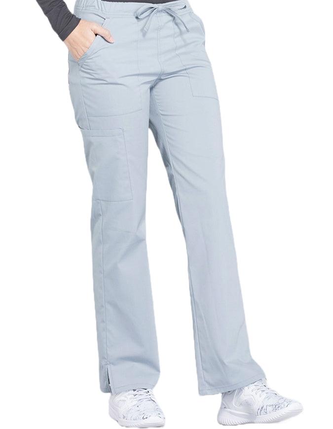 Cherokee Workwear Professionals Women's Drawstring Mid Rise Straight Leg Pant - Grey