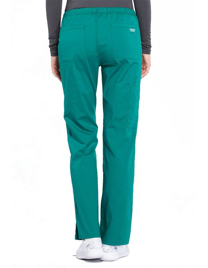 Cherokee Workwear Professionals Women's Drawstring Mid Rise Straight Leg Pant - Hunter Green