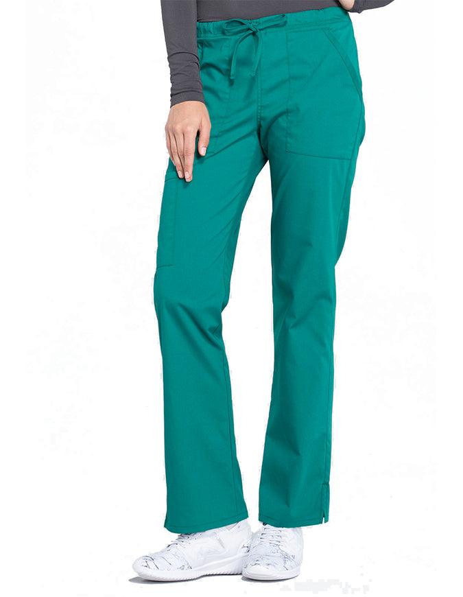 Cherokee Workwear Professionals Women's Drawstring Mid Rise Straight Leg Pant - Hunter Green