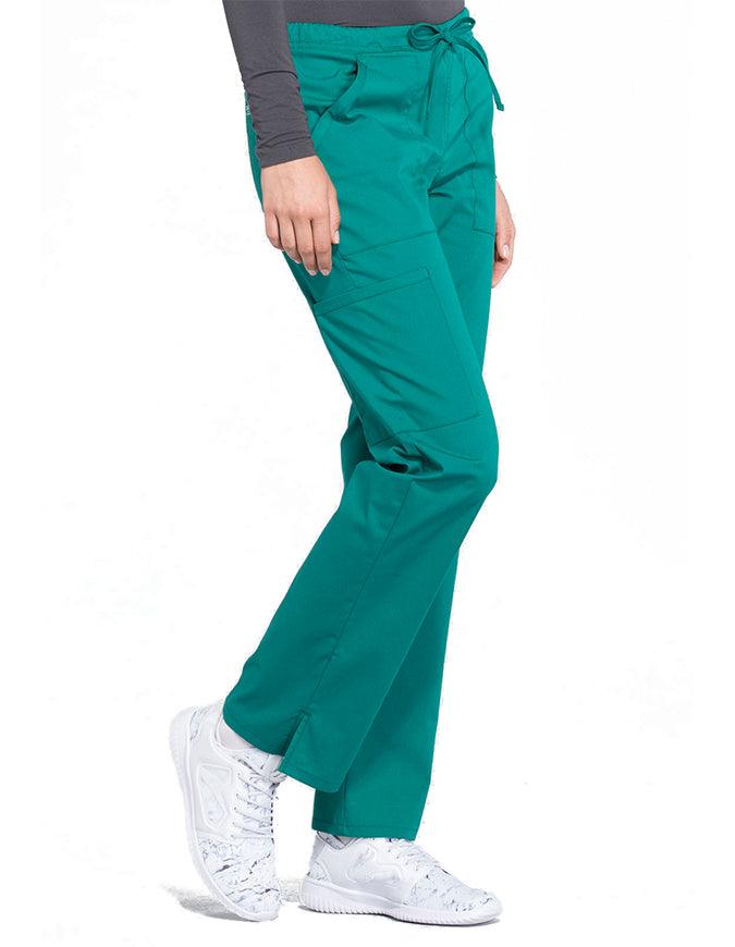 Cherokee Workwear Professionals Women's Drawstring Mid Rise Straight Leg Pant - Hunter Green