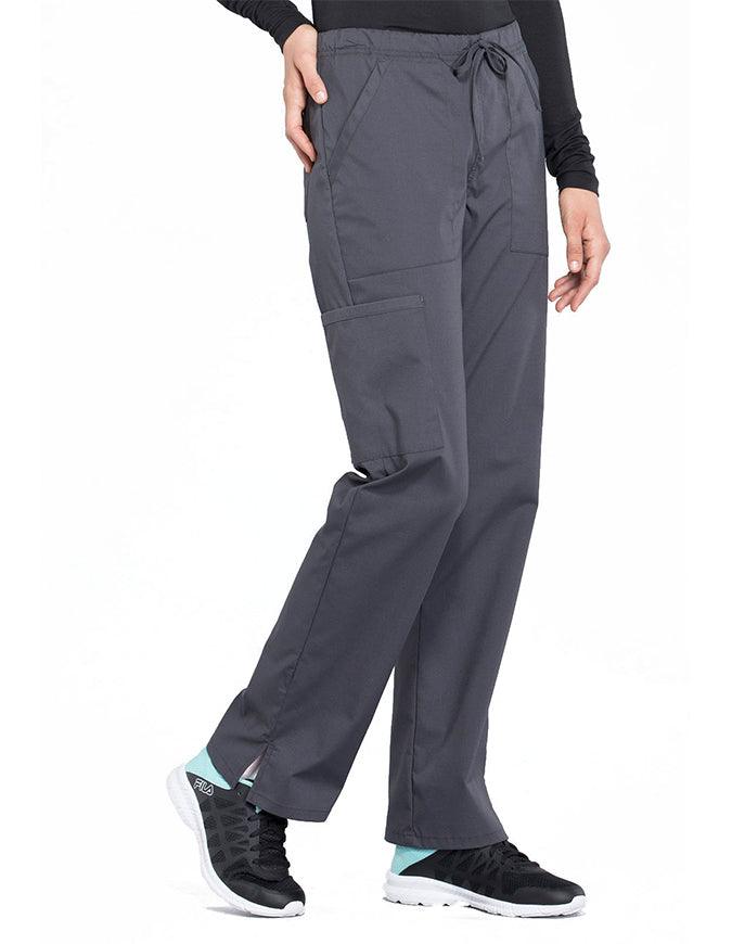 Cherokee Workwear Professionals Women's Drawstring Mid Rise Straight Leg Pant - Pewter