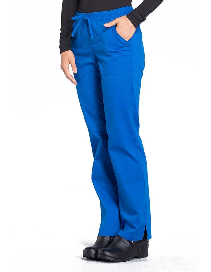 Cherokee Workwear Professionals Women's Drawstring Mid Rise Straight Leg Pant - Galaxy Blue