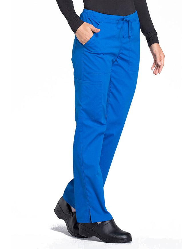 Cherokee Workwear Professionals Women's Drawstring Mid Rise Straight Leg Pant - Galaxy Blue