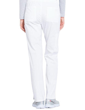 Cherokee Workwear Professionals Women's Drawstring Mid Rise Straight Leg Tall Pant - White