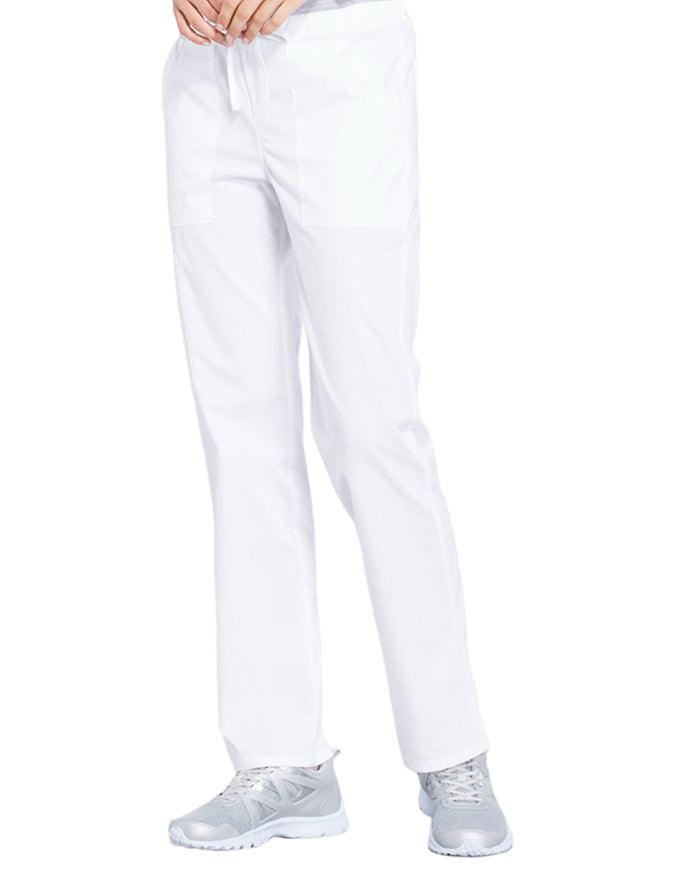 Cherokee Workwear Professionals Women's Drawstring Mid Rise Straight Leg Tall Pant - White