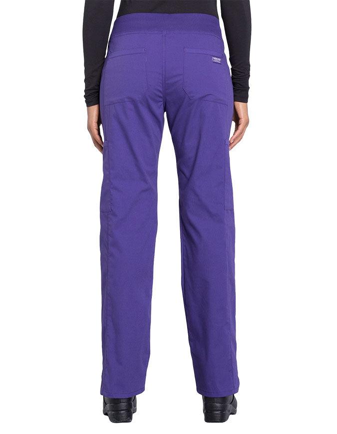 Cherokee Workwear Professionals Women's Elastic Waist Mid Rise Straight Leg Pull-on Cargo Petite Pant - Grape