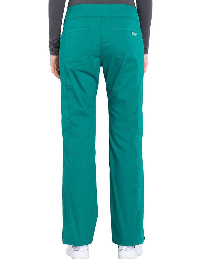 Cherokee Workwear Professionals Women's Elastic Waist Mid Rise Straight Leg Pull-on Cargo Petite Pant - Hunter Green