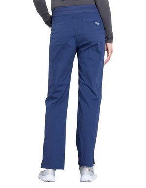 Cherokee Workwear Professionals Women's Elastic Waist Mid Rise Straight Leg Pull-on Cargo Petite Pant - Navy