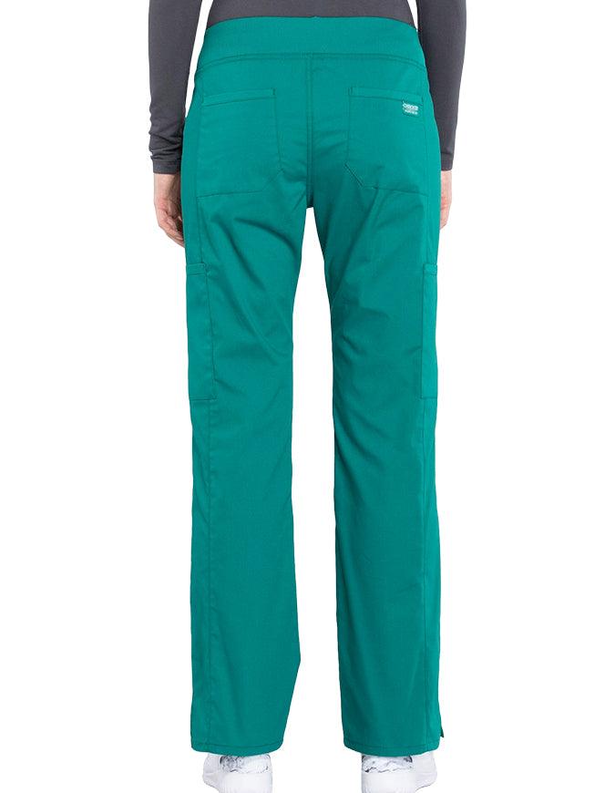 Cherokee Workwear Professionals Women's Elastic Waist Mid Rise Straight Leg Pull-on Cargo Tall Pant - Hunter Green