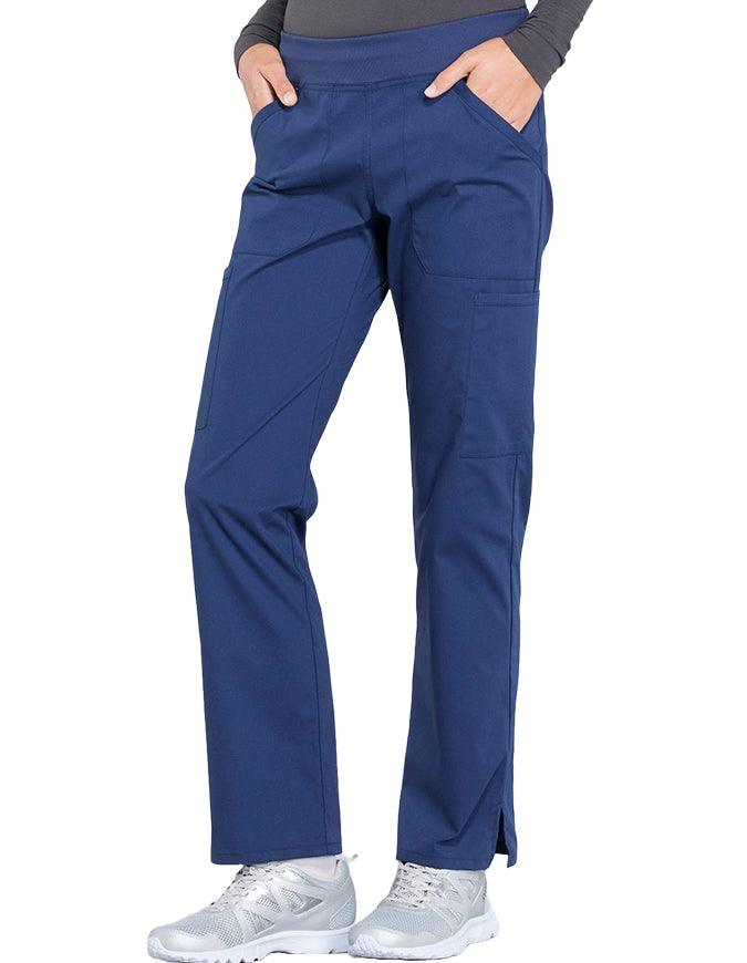 Cherokee Workwear Professionals Women's Elastic Waist Mid Rise Straight Leg Pull-on Cargo Tall Pant - Navy