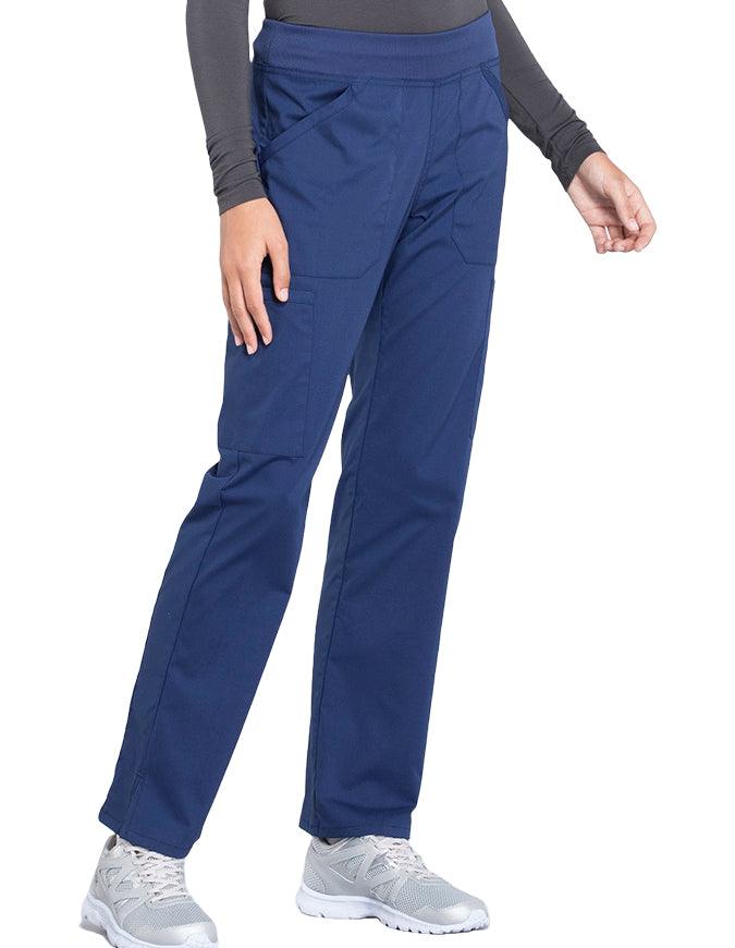 Cherokee Workwear Professionals Women's Elastic Waist Mid Rise Straight Leg Pull-on Cargo Tall Pant - Navy