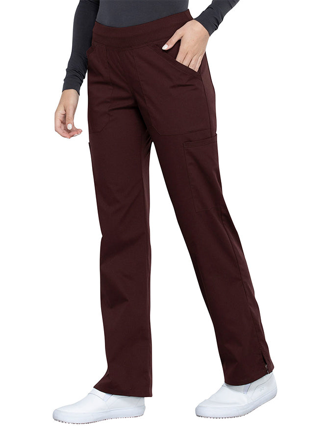 Cherokee Workwear Professionals Women's Elastic Waist Mid Rise Straight Leg Pull-on Cargo Pant Elspresso