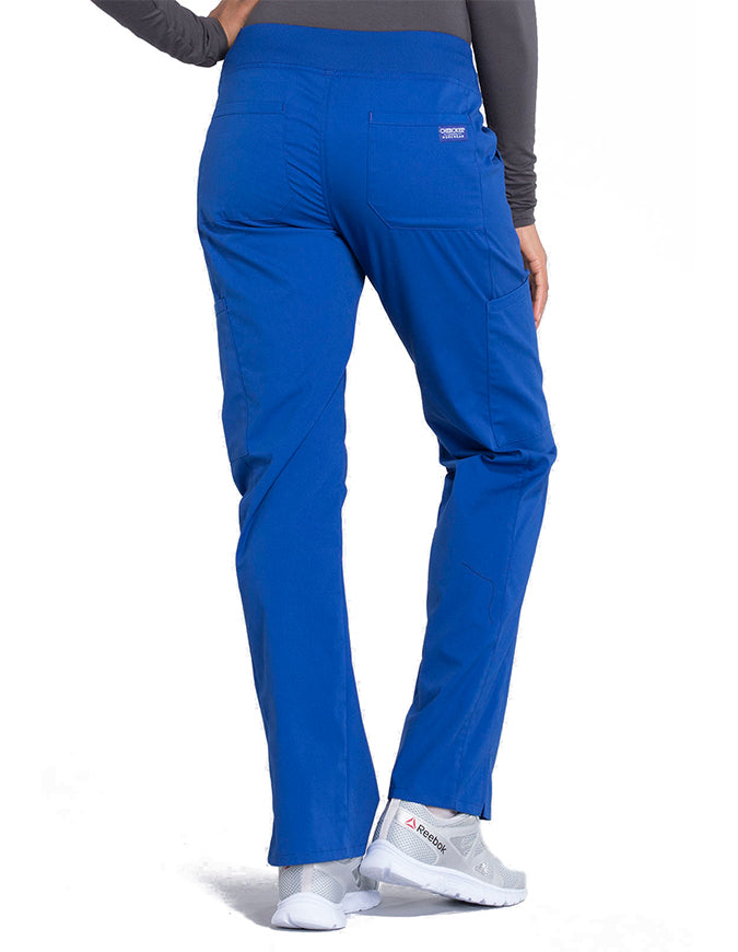 Cherokee Workwear Professionals Women's Elastic Waist Mid Rise Straight Leg Pull-on Cargo Pant Galaxy Blue