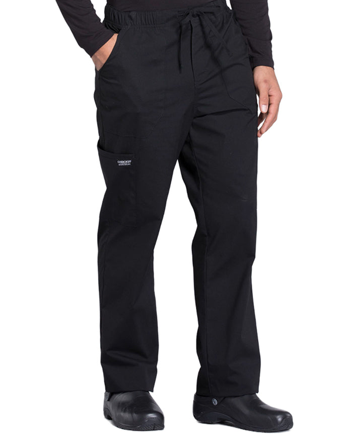 Cherokee Workwear Professionals Men's Tapered Leg Drawstring Cargo Tall Pant - Black