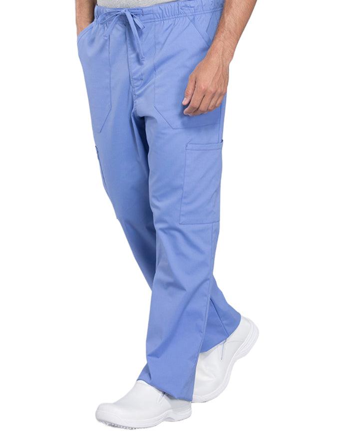 Cherokee Workwear Professionals Men's Tapered Leg Drawstring Cargo Petite Pant - Ciel Blue