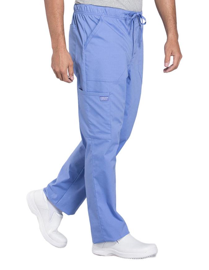 Cherokee Workwear Professionals Men's Tapered Leg Drawstring Cargo Petite Pant - Ciel Blue