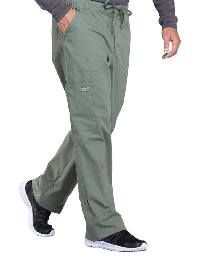 Cherokee Workwear Professionals Men's Tapered Leg Drawstring Cargo Petite Pant - Olive