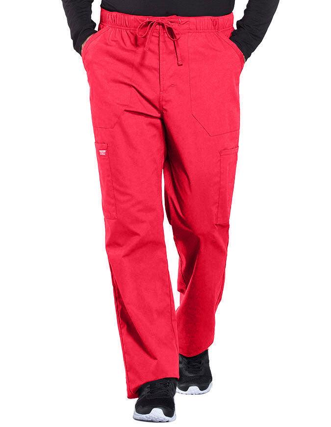 Cherokee Workwear Professionals Men's Tapered Leg Drawstring Cargo Petite Pant - Red