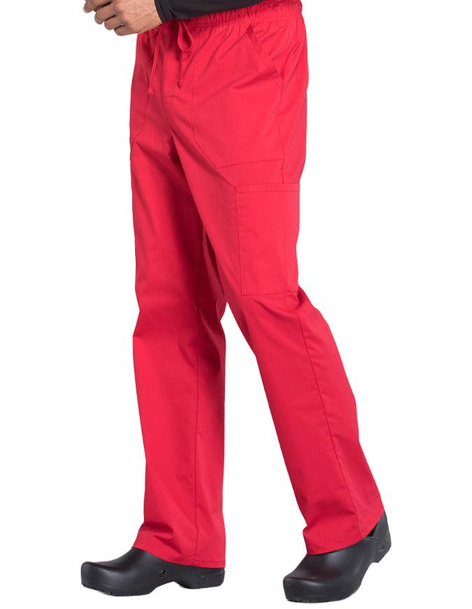 Cherokee Workwear Professionals Men's Tapered Leg Drawstring Cargo Petite Pant - Red