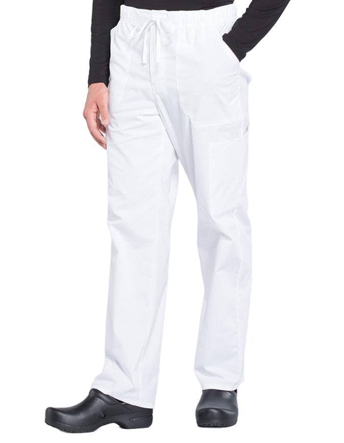 Cherokee Workwear Professionals Men's Tapered Leg Drawstring Cargo Petite Pant - White